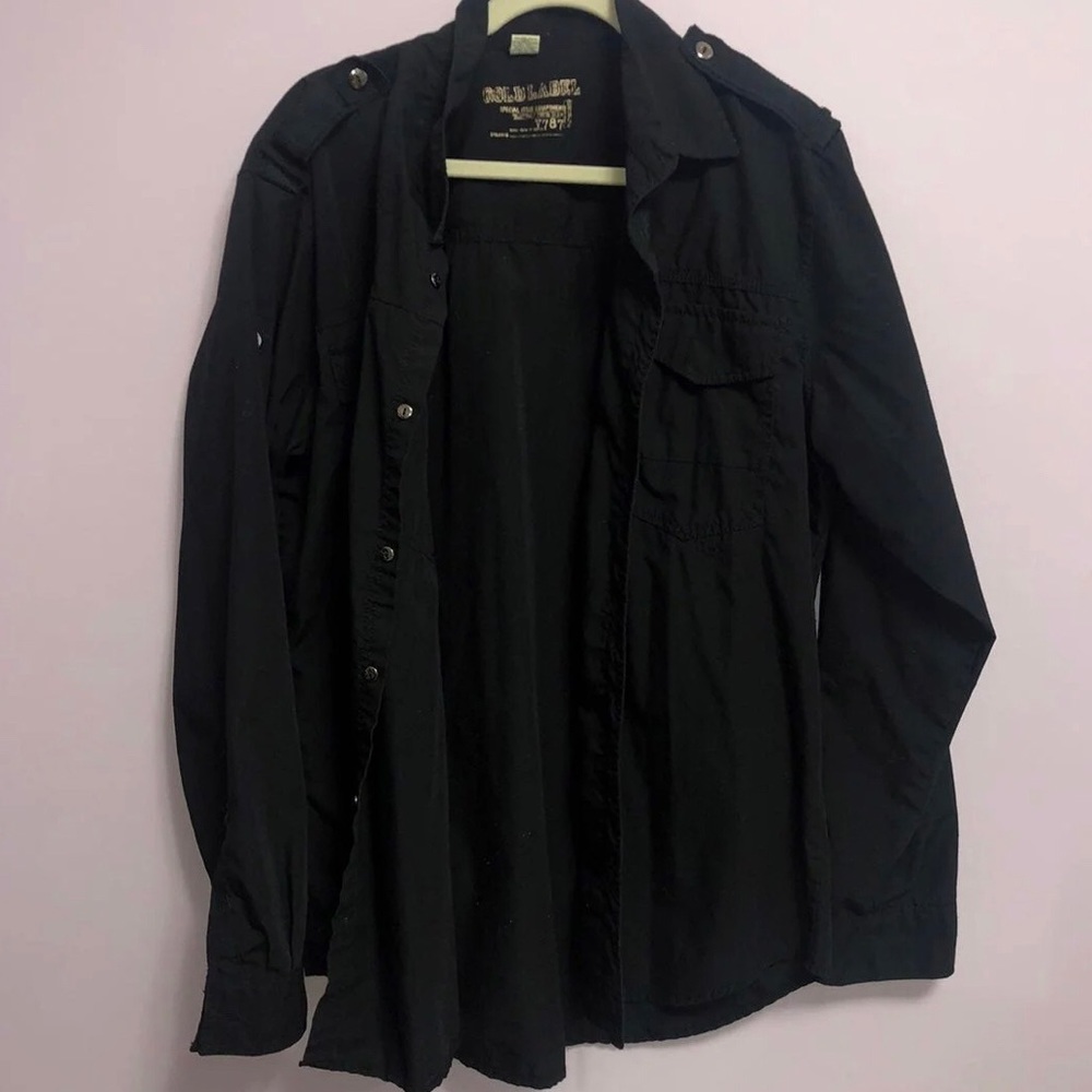 Black long sleeve button shirt MENS LARGE